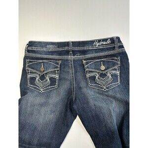 Y2K Embroidered Hydraulic Low Rise Capri Jeans Womens Size 15/16 Distressed